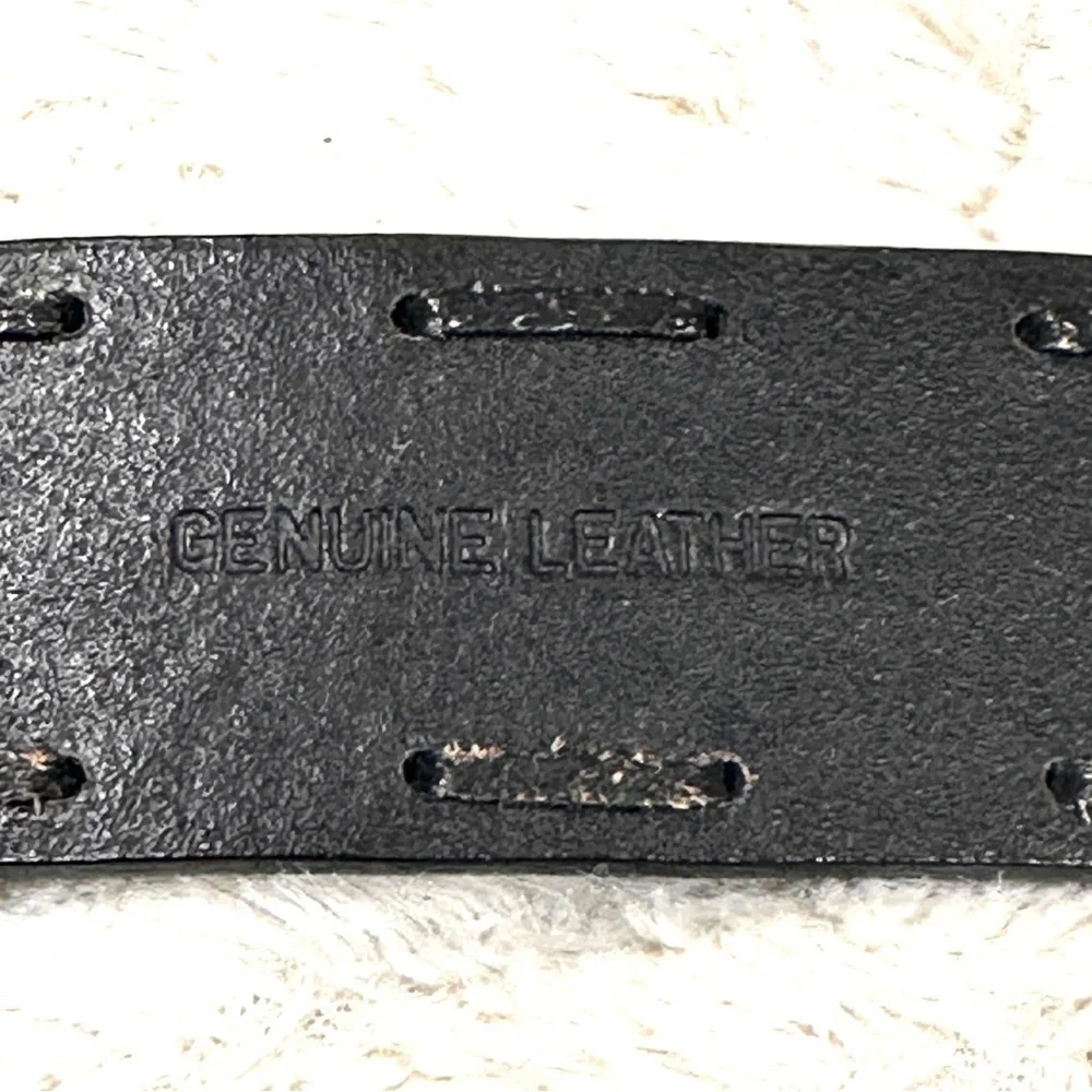 DKNY Black Leather Laced Design, Silver Buckle  Belt M,  EUC!